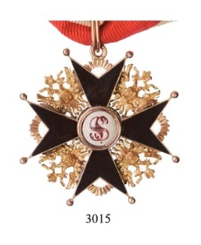 Order of Saint Stanislaus, Type II, Civil Division, III Class Cross (black enamel) Reverse