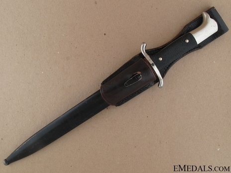 German Fire Protection Police NCO's Sawback Dress Bayonet Obverse in Scabbard