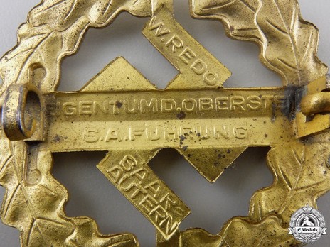 SA Sports Badge, Type III, in Gold Reverse