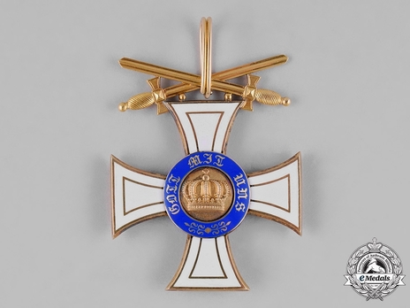 Order of the Crown, Military Division, Type II, II Class Cross (swords on ring, in silver gilt) Obverse