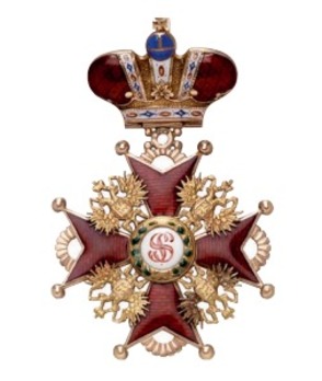 Order of Saint Stanislaus, Type II, Civil Division, II Class Badge (with crown)