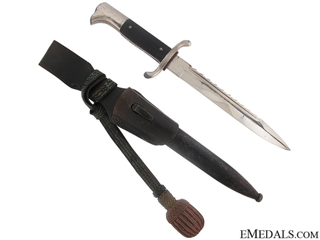 German Fire Protection Police Officer's Sawback Dress Bayonet Obverse with Scabbard