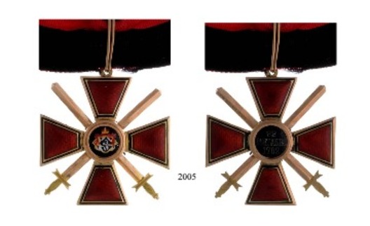 Order of Saint Vladimir, Military Division, III Class Cross by Eduard (in gold) Obverse and Reverse