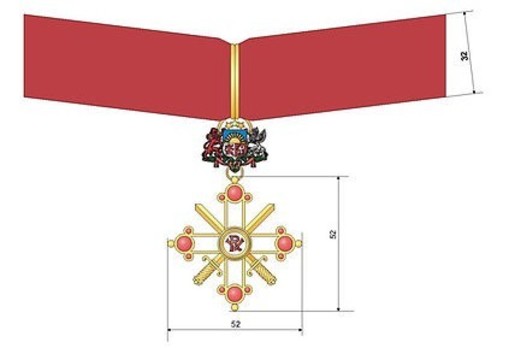 Military Order of Viesturs, II Class, Military Division Obverse