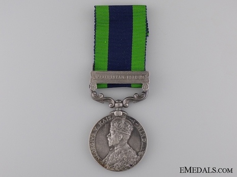 Silver Medal (with "WAZIRISTAN 1921-24" clasp) Obverse
