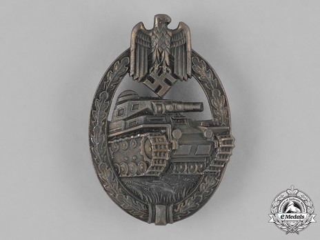 Panzer Assault Badge, in Bronze, by H. Aurich