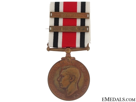 Bronze Medal (with 2 "LONG SERVICE" clasps, 1937-1948) Obverse