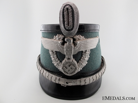 German Police Officer's Black-Fitted Shako Cap Obverse