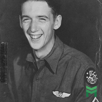 Sergeant William E Kelley Jr. wearing a basic Aircrew badge