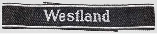 Waffen-SS Westland NCO/EM's Cuff Title (BeVo weave version) Obverse
