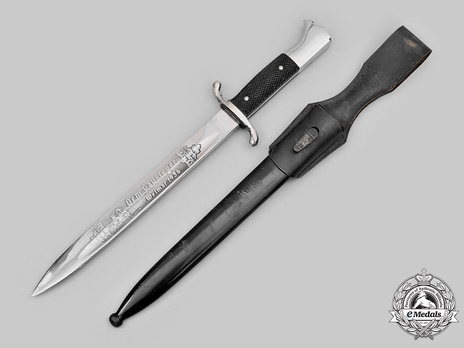 German Fire Protection Police NCO's Personalised Dress Bayonet Obverse with Scabbard