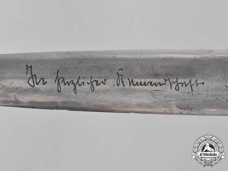 SA Röhm Honour Dagger (with partial dedication) (by E. Pack) Reverse Inscription