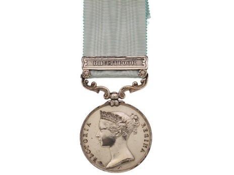 Silver Medal (stamped "W. WYON," "W.W.," with "BHURTPOOR" clasp) Obverse