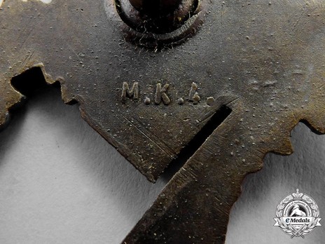 Infantry Assault Badge, by Unknown Maker: M.K. (in bronze) Detail