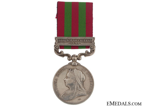 Silver Medal (with "DEFENCE OF CHITRAL 1895" clasp) (1896-1901) Obverse