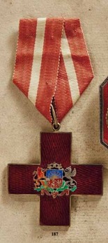 Latvian Red Cross Decoration, II Class Cross (stamped "F.M.")