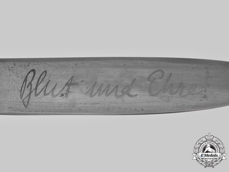 HJ Knife (with motto) Blade Etching Detail