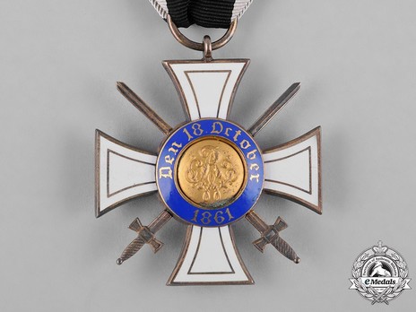 Order of the Crown, Military Division, Type II, III Class Cross (in silver gilt) Reverse