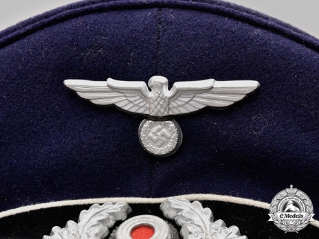 Reichsbahn Bahnpolizei/Bahnschutz Officer Visor Cap (Blue version) Eagle Detail