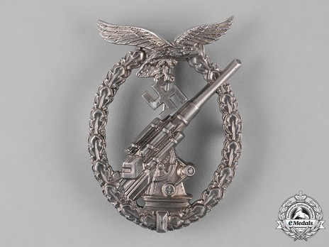 Luftwaffe Flak Badge, by C. E. Juncker (in nickel silver) Obverse
