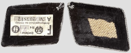 Allgemeine SS Pre-1942 Standartenführer Collar Tabs Reverse