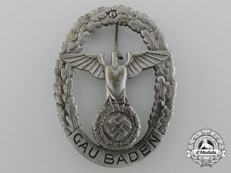 Gau Honour Badge Baden, in Silver, Large Obverse