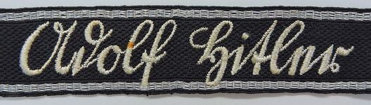 Waffen-SS Leibstandarte SS Adolf Hitler NCO/EM's Cuff Title (RZM machine-embroidered version) Obverse