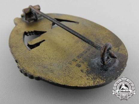 Panzer Assault Badge, in Bronze, by Frank & Reif Reverse