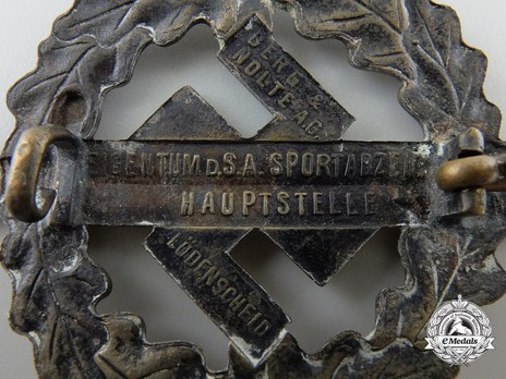 SA Sports Badge, Type II, in Bronze Reverse Detail