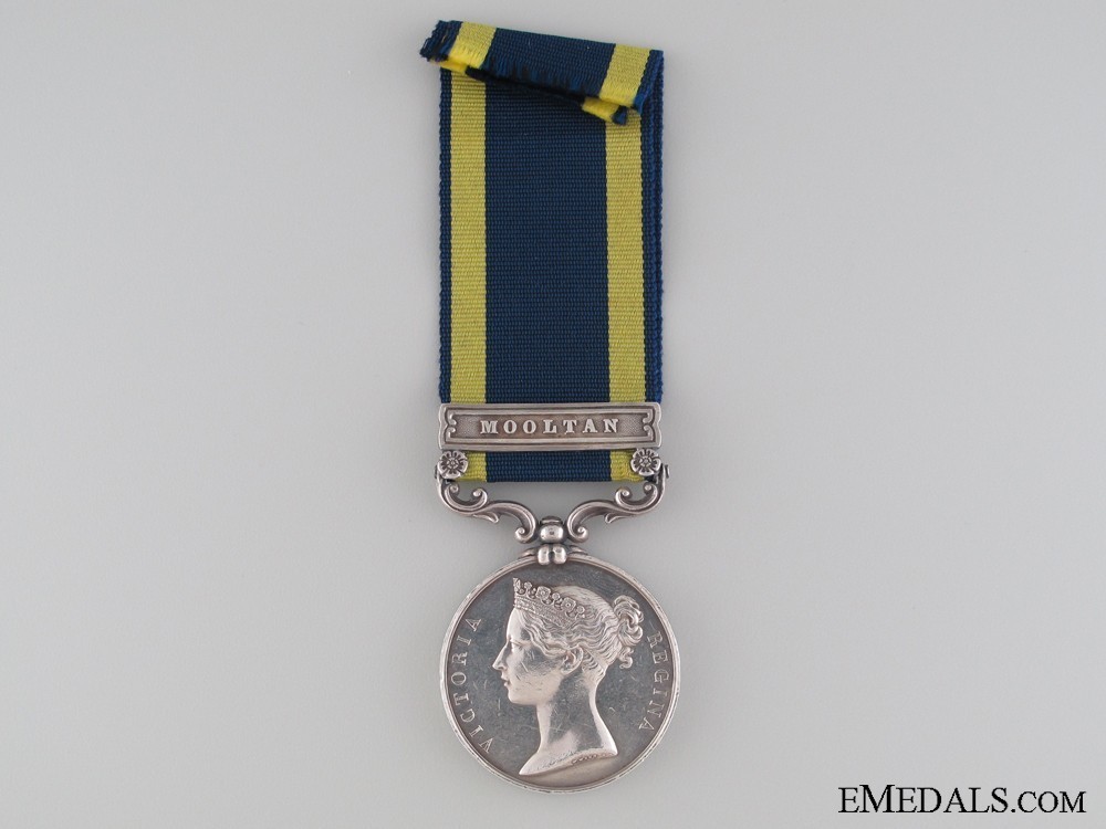 Silver medal with mooltan clasp stamped w.a. wyon obverse