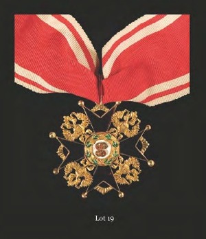 Order of Saint Stanislaus, Type II, Civil Division, II Class Badge (in black enamel) Obverse