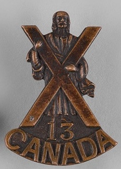 13th Infantry Battalion Other Ranks Collar Badge Obverse
