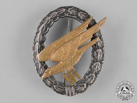 Luftwaffe Paratrooper Badge, by Assmann (in brass & nickel silver) Obverse