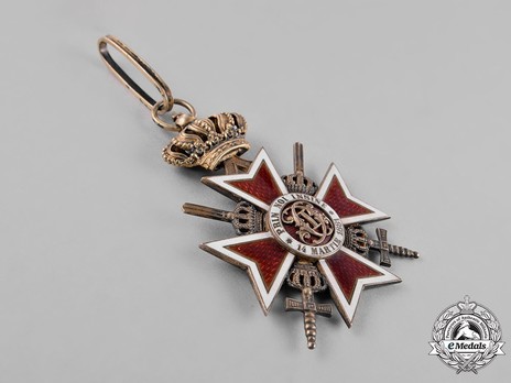 Order of the Romanian Crown, Type II, Military Division, Commander's Cross Obverse