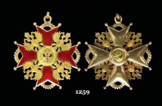 Order of Saint Stanislaus, Type II, Civil Division, III Class Badge (for non-christians) Obverse and Reverse