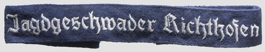 Luftwaffe Jagdgeschwader Richthofen Cuff Title (Officers version) Obverse