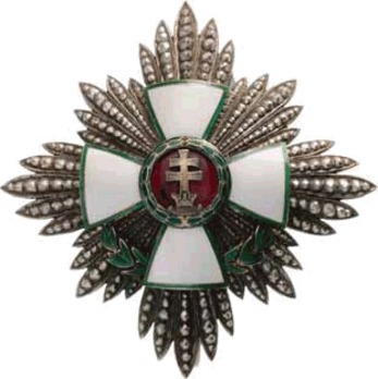 Hungarian Order of Merit, Grand Officer Breast Star, Military Decoration (with War Decoration) Obverse
