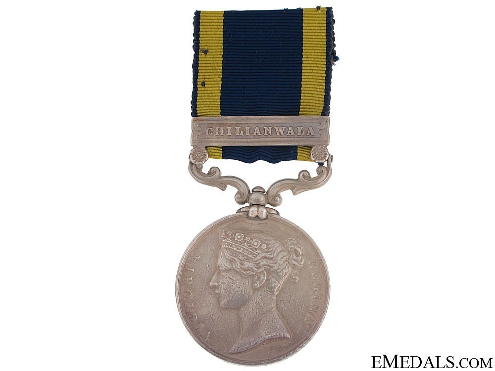 Silver medal with chilianwala clasp stamped w.a. wyon obverse