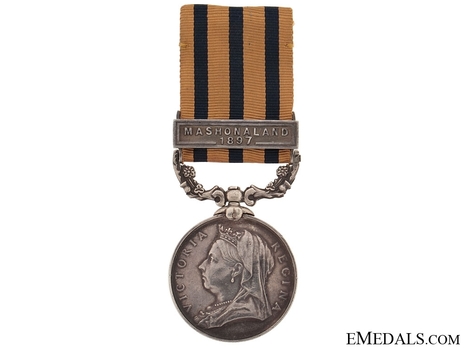 Silver Medal (for Rhodesia 1896, with "MASHONALAND 1897" clasp) Reverse