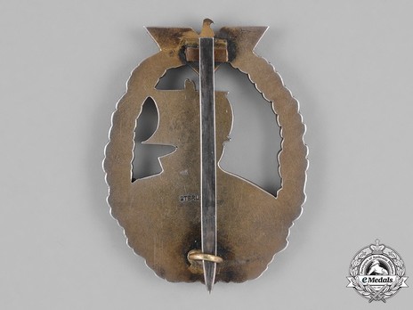 Naval Auxiliary Cruiser War Badge, by Unknown Maker: Japanese Design (in silver) Reverse