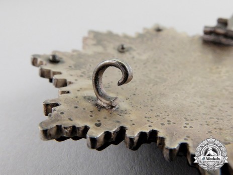 German Cross, in Silver, by Deschler (6 rivets, long pin) Detail