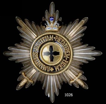Order of St. Anne, Type II, Military Division, I & II Class Breast Star (in black enamels with Imperial Crown)
