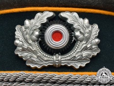 German Army Cavalry Officer's Visor Cap Wreath & Cockade Detail