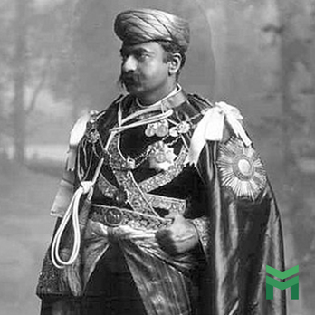 H.H. Majaraja Thakore Shri Sir Bhagwant, Maharaja of Gondal wearing the Order of the Indian Empire