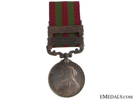 Silver Medal (with "PUNJAB FRONTIER 1897-98" and "WAZIRISTAN 1901-02" clasp) (1896-1901) Obverse