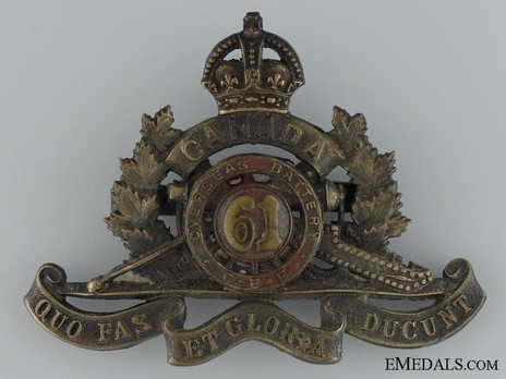 61st Overseas Field Battery Other Ranks Cap Badge Obverse
