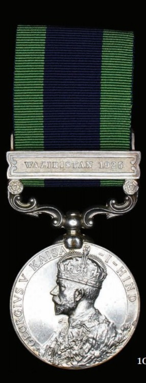 India+general+service+medal+1908 35%2c+silver%2c+waziristan+1925%2c+obv+