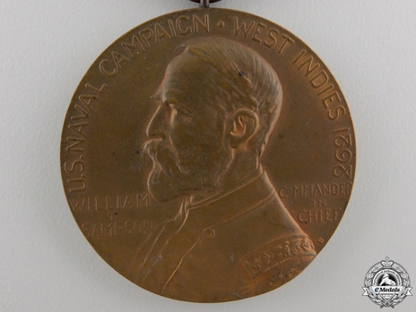 West Indies Campaign Medal (for U.S.S. Indiana) Obverse