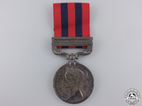 Silver Medal (with "CHIN-LUSHAI 1889-90" clasp) Obverse
