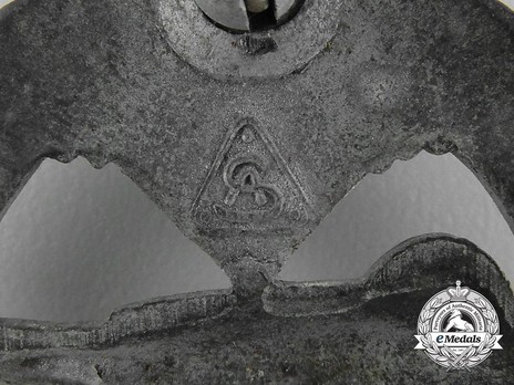 Panzer Assault Badge, in Silver, by Unknown Maker: AS in Triangle Detail